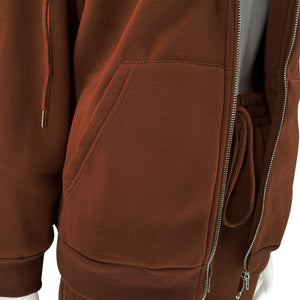 Fleece Cardigan Hoodie & Drawstring Pants Set