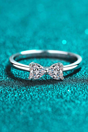 Moissanite Bow Rhodium-Plated Ring