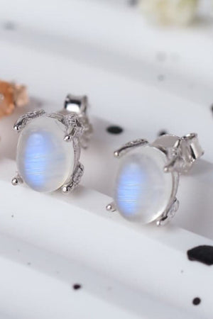Moonstone Silver Stud Earrings