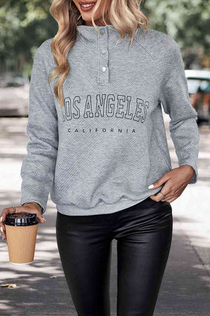 LOS ANGELES CALIFORNIA Graphic Quarter-Snap Sweatshirt