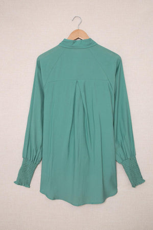 Billowy Sleeves Pocketed Blouse - Glory Ornaments