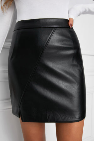 Leather Mini Skirt with Slit
