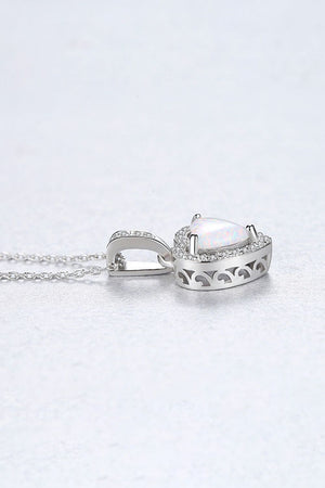 Opal Heart Pendant Necklace
